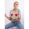 Smėlio spalvos medvilninė palaidinė su širdelėmis